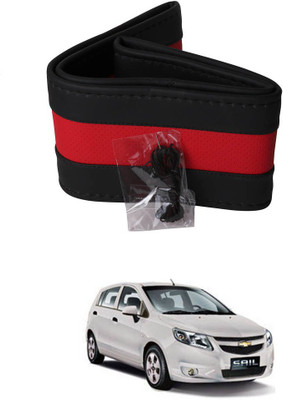 AYW Hand Stiched Steering Cover For Chevrolet Sail UVA(Black, Red, Leather)