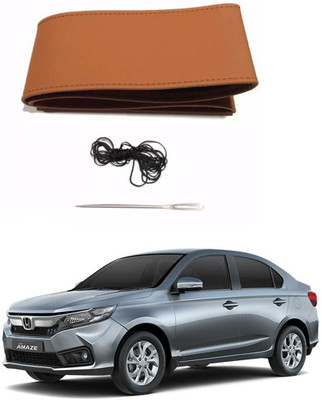 AYW Hand Stiched Steering Cover For Honda Amaze(Tan, Leather)