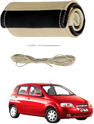 AYW Hand Stiched Steering Cover For Chevrolet Aveo(Beige, Brown, Leather)