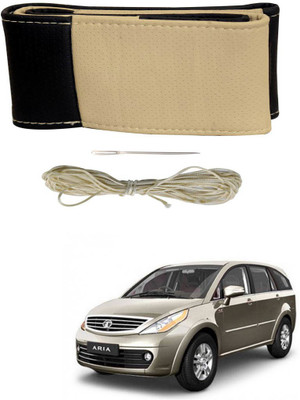 AYW Hand Stiched Steering Cover For Tata Aria(Black, Beige, Leather)