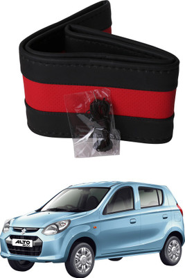 AYW Hand Stiched Steering Cover For Maruti Alto 800(Black, Red, Leather)