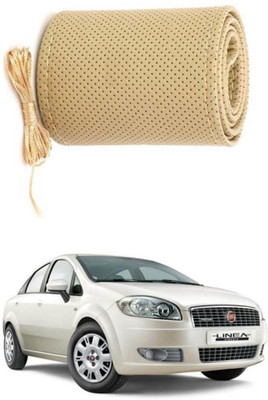 AYW Hand Stiched Steering Cover For Fiat Linea Classic(Beige, Leather)