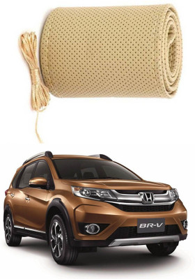 AYW Hand Stiched Steering Cover For Honda Brio(Beige, Leather)