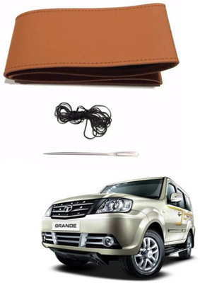 AYW Hand Stiched Steering Cover For Tata Sumo Grande(Tan, Leather)