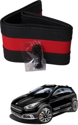 AYW Hand Stiched Steering Cover For Fiat Avventura(Black, Red, Leather)