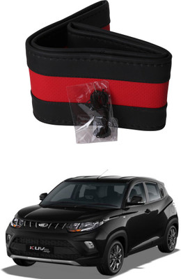 AYW Hand Stiched Steering Cover For Mahindra KUV100(Black, Red, Leather)