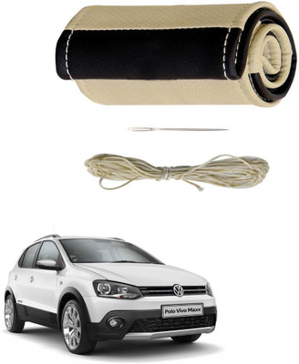 AYW Hand Stiched Steering Cover For Volkswagen Polo Exquisite(Beige, Brown, Leather)