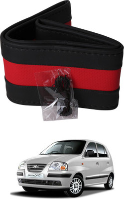AYW Hand Stiched Steering Cover For Hyundai Santro Xing(Black, Red, Leather)