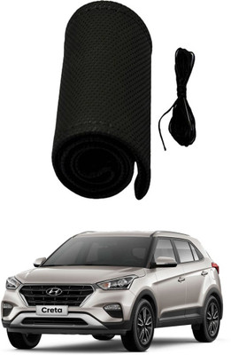AYW Hand Stiched Steering Cover For Hyundai Creta(Black, Leather)