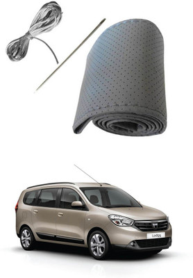 AYW Hand Stiched Steering Cover For Renault Lodgy(Grey, Leather)