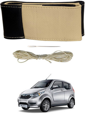 AYW Hand Stiched Steering Cover For Mahindra e2o(Black, Beige, Leather)