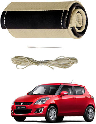 AYW Hand Stiched Steering Cover For Maruti Swift(Beige, Brown, Leather)