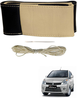 AYW Hand Stiched Steering Cover For Suzuki Zen Estilo(Black, Beige, Leather)
