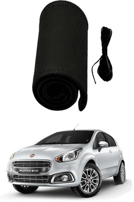 AYW Hand Stiched Steering Cover For Fiat Punto Evo(Black, Leather)