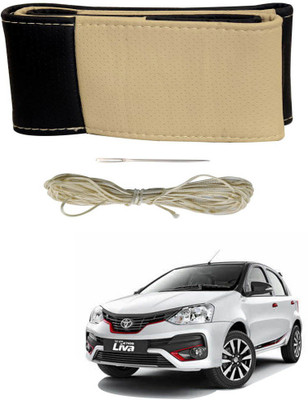 AYW Hand Stiched Steering Cover For Toyota Etios Cross(Black, Beige, Leather)