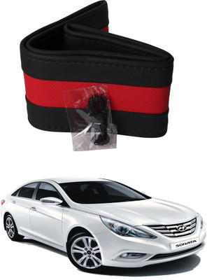 AYW Hand Stiched Steering Cover For Hyundai Sonata(Black, Red, Leather)