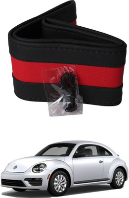 AYW Hand Stiched Steering Cover For Volkswagen Beetle(Black, Red, Leather)