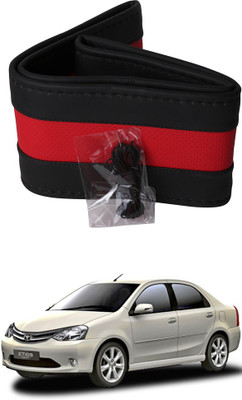 AYW Hand Stiched Steering Cover For Toyota Etios(Black, Red, Leather)