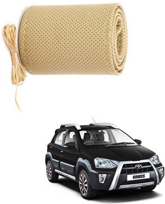 AYW Hand Stiched Steering Cover For Toyota Etios Cross(Beige, Leather)