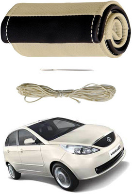AYW Hand Stiched Steering Cover For Tata Vista(Beige, Brown, Leather)