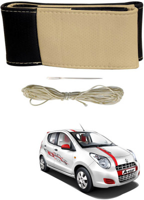 AYW Hand Stiched Steering Cover For Suzuki A-Star(Black, Beige, Leather)