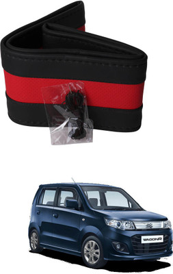 AYW Hand Stiched Steering Cover For Maruti WagonR Stingray(Black, Red, Leather)