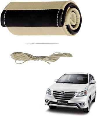 AYW Hand Stiched Steering Cover For Toyota Innova(Beige, Brown, Leather)