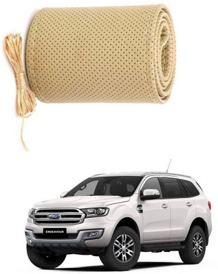 AYW Hand Stiched Steering Cover For Ford Endeavour(Beige, Leather)