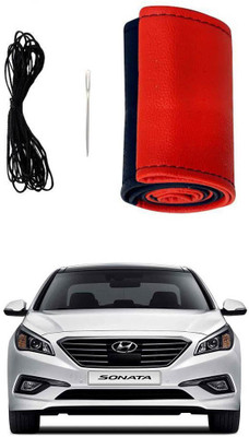AYW Hand Stiched Steering Cover For Hyundai Sonata(Red, Black, Leather)