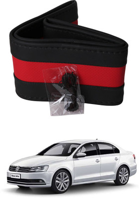 AYW Hand Stiched Steering Cover For Volkswagen Jetta(Black, Red, Leather)