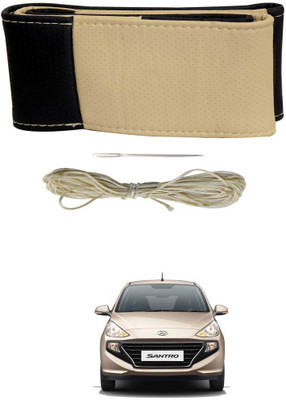 AYW Hand Stiched Steering Cover For Renault Scala(Black, Beige, Leather)