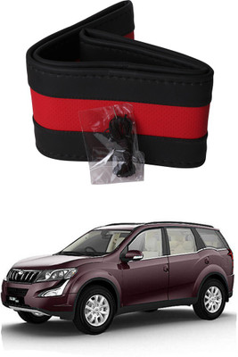 AYW Hand Stiched Steering Cover For Mahindra XUV 500(Black, Red, Leather)