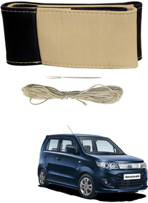 AYW Hand Stiched Steering Cover For Maruti WagonR Stingray(Black, Beige, Leather)