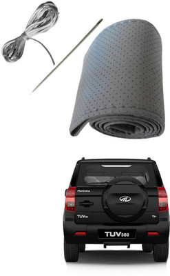 AYW Hand Stiched Steering Cover For Mahindra TUV 300(Grey, Leather)