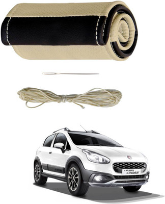 AYW Hand Stiched Steering Cover For Fiat Universal For Car(Beige, Brown, Leather)