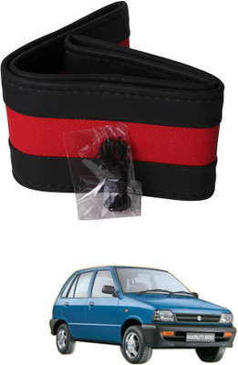 AYW Hand Stiched Steering Cover For Maruti 800(Black, Red, Leather)