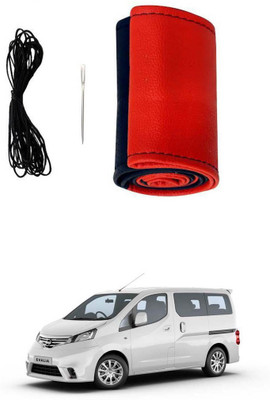 AYW Hand Stiched Steering Cover For Nissan Evalia(Red, Black, Leather)