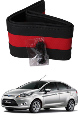 AYW Hand Stiched Steering Cover For Ford New Fiesta(Black, Red, Leather)