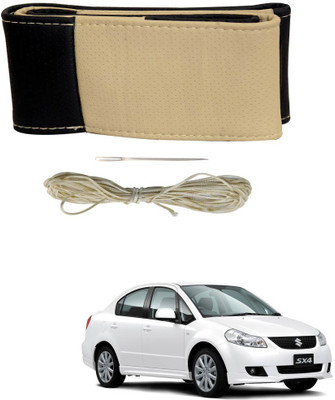 AYW Hand Stiched Steering Cover For Suzuki SX4(Black, Beige, Leather)
