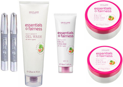 

Oriflame Sweden Essentials Fairness gel wash , face cream and Multi-Benefit Face Cream with parsoni kajal 2 pcs(Set of 6)