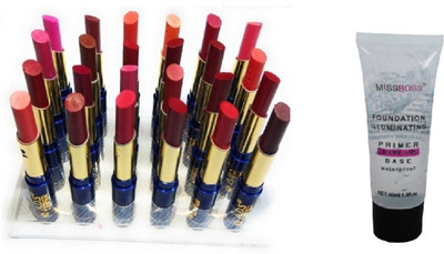 

Miss Boss Foundation illuminating Primer - 40 ml and cinema lipstick (set of 24) combo(Set of 2)
