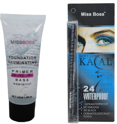 

Miss Boss Huda Foundation illuminating Primer - 40 ml and glam longlasting waterproof kajal combo(Set of 2)