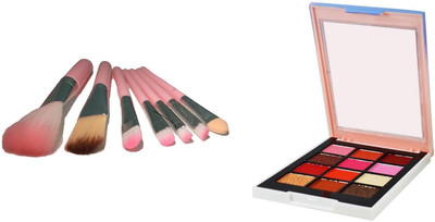 

Miss Boss set of 7 pink brushes and color school eyeshadow 12gm (multicolor) combo(Set of 2)