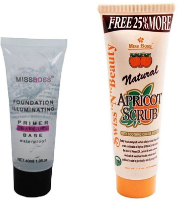 

Miss Boss Foundation illuminating Primer - 40 ml and natural apricot scurb 212gm combo(Set of 2)
