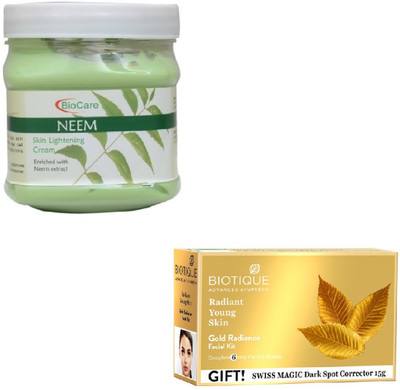 

Biocare NEEM CREAM 500GM WITH GOLD RADIANCE FACIAL KIT 65GM(Set of 2)