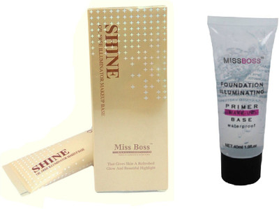

Miss Boss Huda Foundation illuminating Primer - 40 ml and glam shine Oil Free Illuminator Base Highlighter combo(Set of 2)