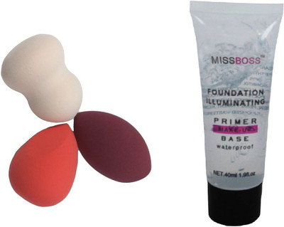 

Miss Boss Foundation illuminating Primer - 40 ml and 3 set of sponge blender puff combo(Set of 2)