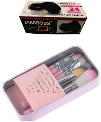 

Miss Boss hk set of 7 pink brushes and gel eyeliner with brush 6gm combo(Set of 2)