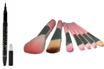 

Miss Boss hk (set of 7) pink brushes and dynamic black eyeliner combo(Set of 2)