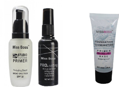 

Miss Boss Foundation illuminating Primer - 40 ml and kb HD STUDIO MAKEUP (1 PRIMER 1 FIXER) combo(Set of 2)